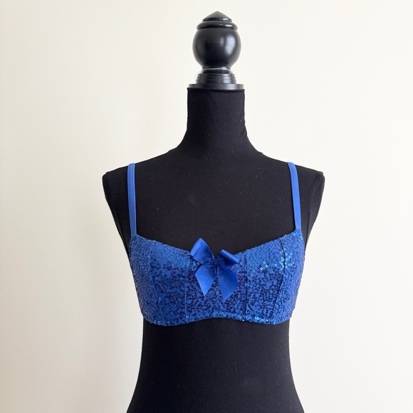 aerie Other - Blue Sequin Balconette Bralette Vintage Aerie Sequin Bra Size Small NWT